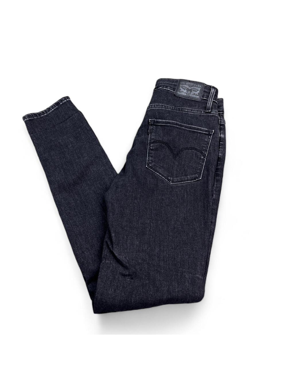 Levi's 721 High Rise Skinny Jeans Womens Size 27 Black Distressed Stretch